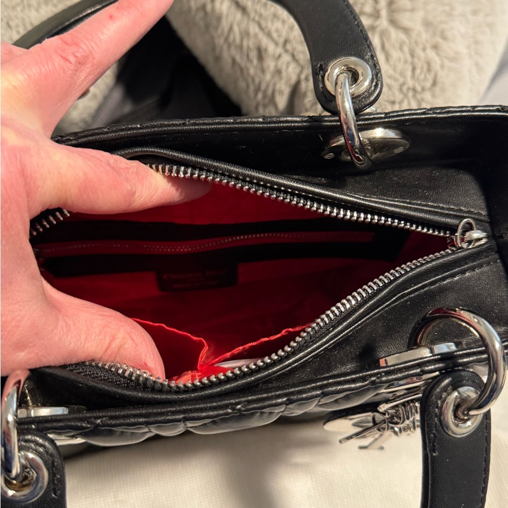 Dior Black Quilted Leather Satchel with Silver Hardware - Picture 2 of 3